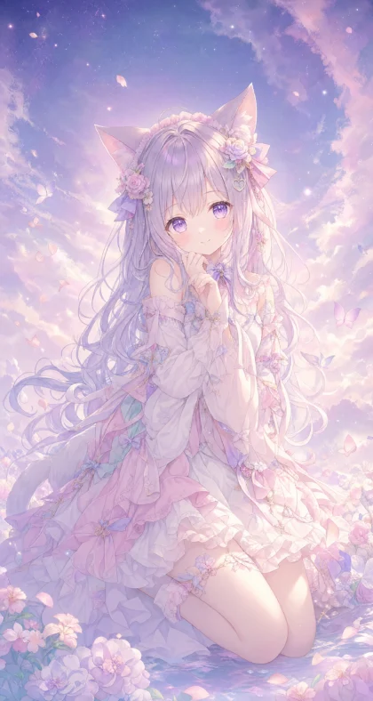 猫耳萌娘梦幻平板壁纸