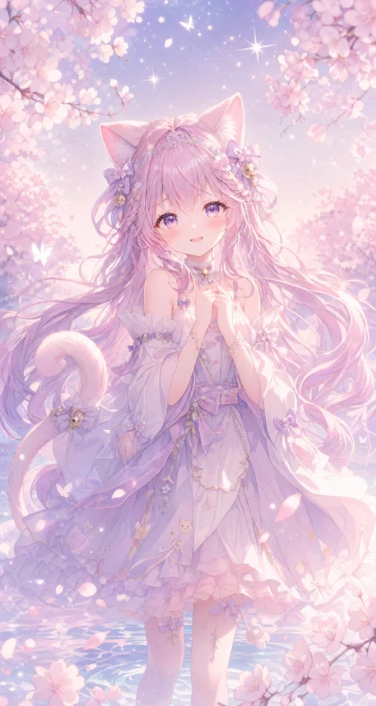 猫耳萌娘梦幻平板壁纸