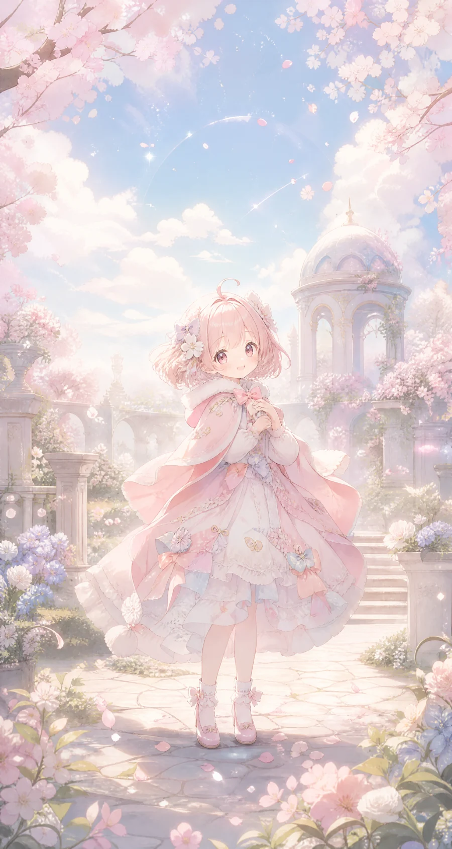 梦幻樱花少女平板壁纸