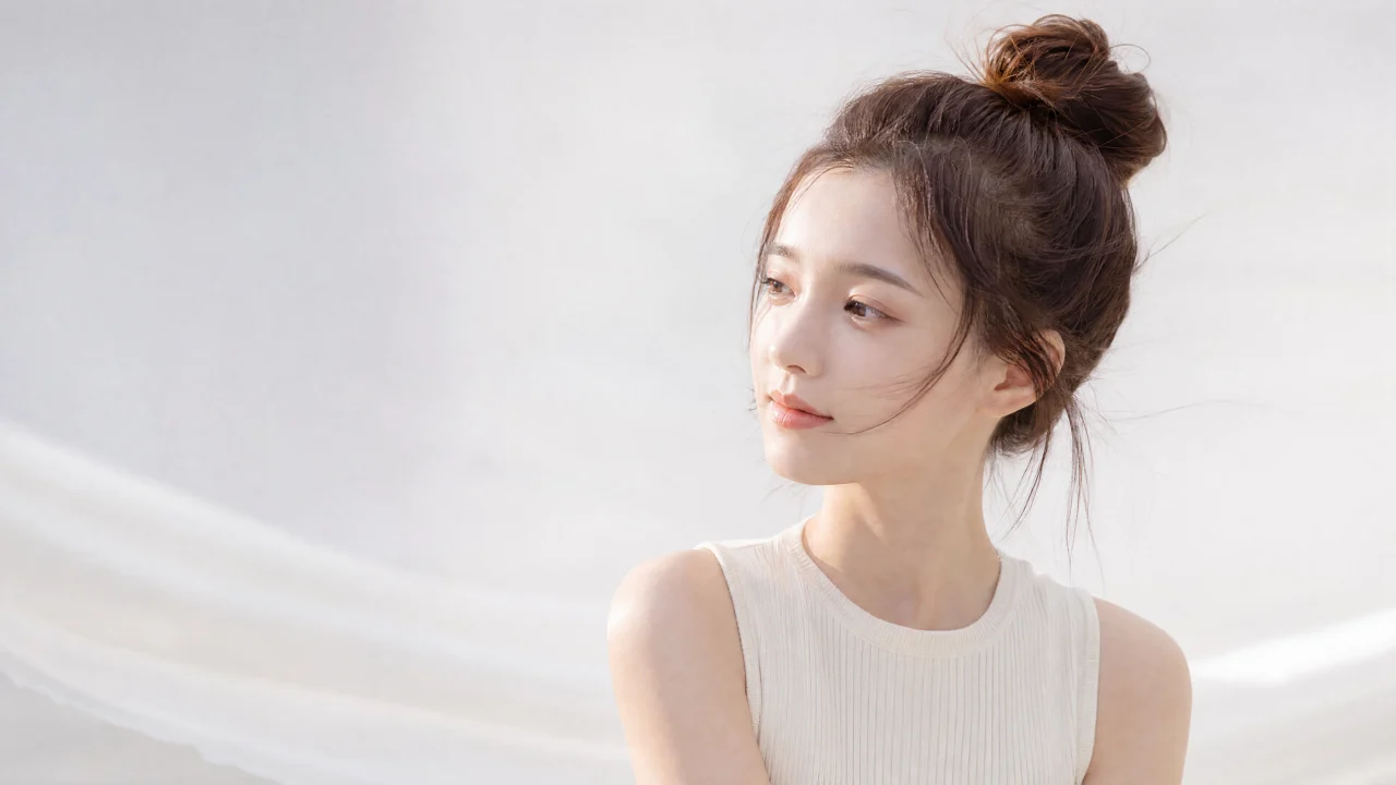 清新丸子头美女桌面壁纸