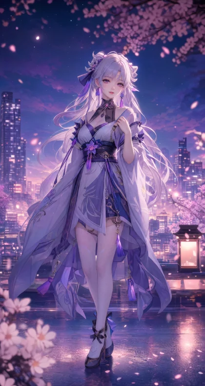 二次元COS梦幻霓虹平板壁纸