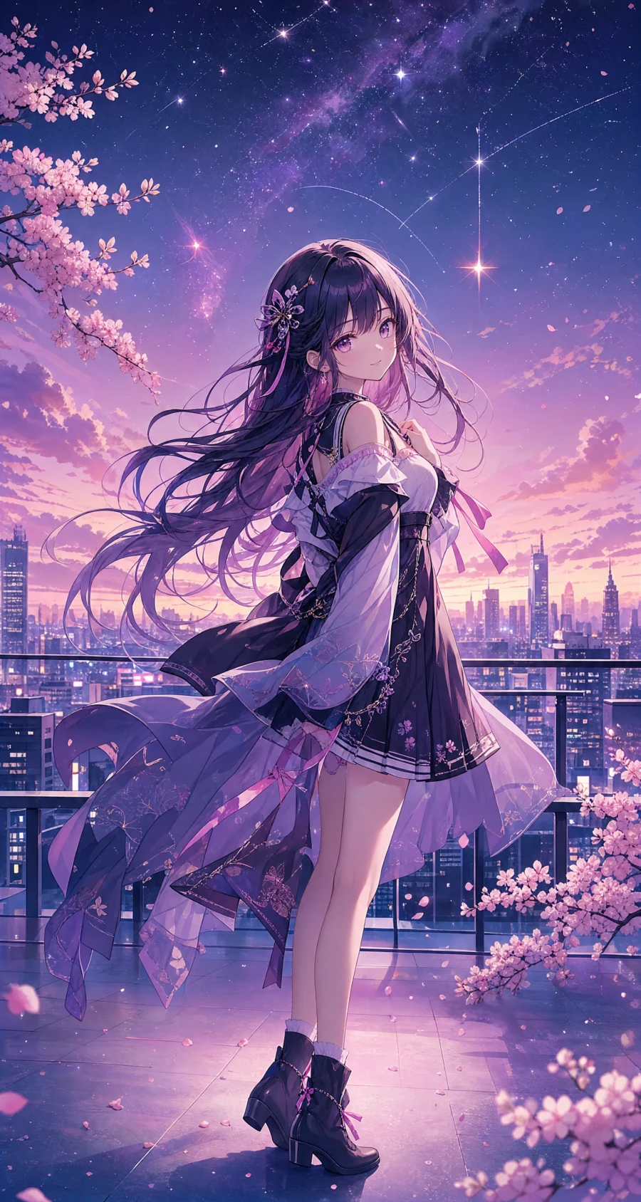 二次元同人梦幻樱花平板壁纸