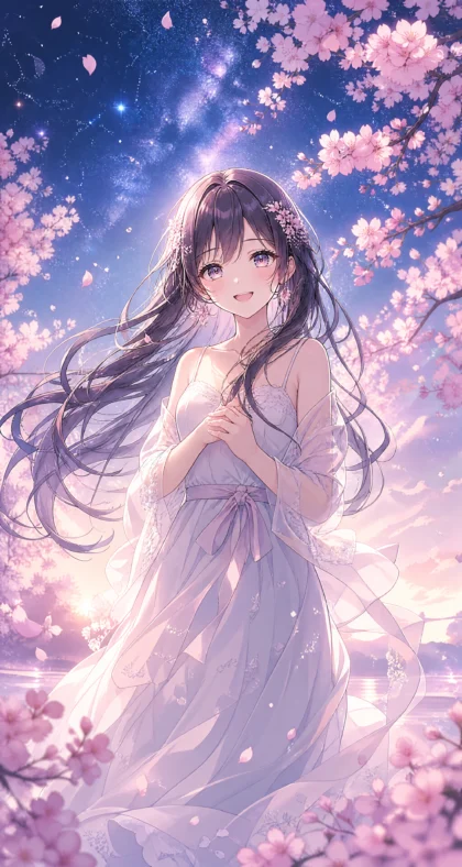 梦幻樱光二次元美少女平板壁纸