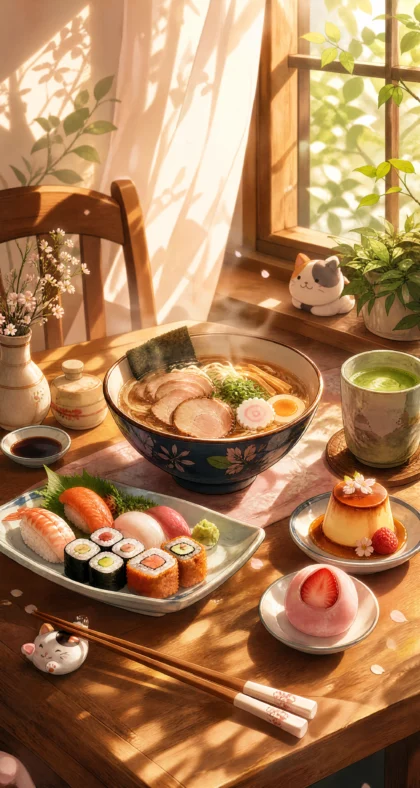 二次元美食治愈平板壁纸
