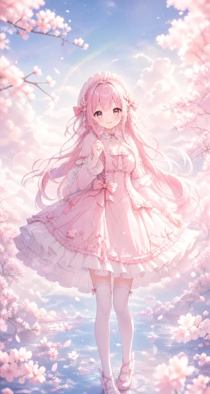 梦幻樱花二次元萌妹子平板壁纸