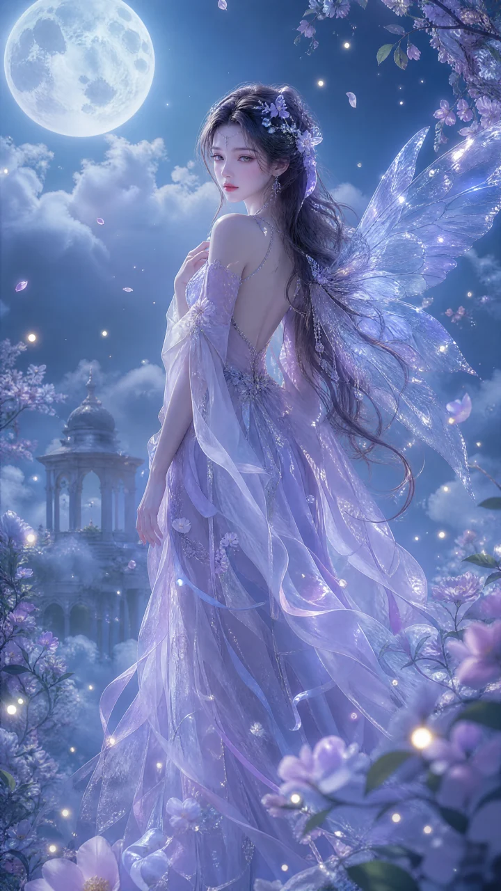 月光云端仙女手机壁纸