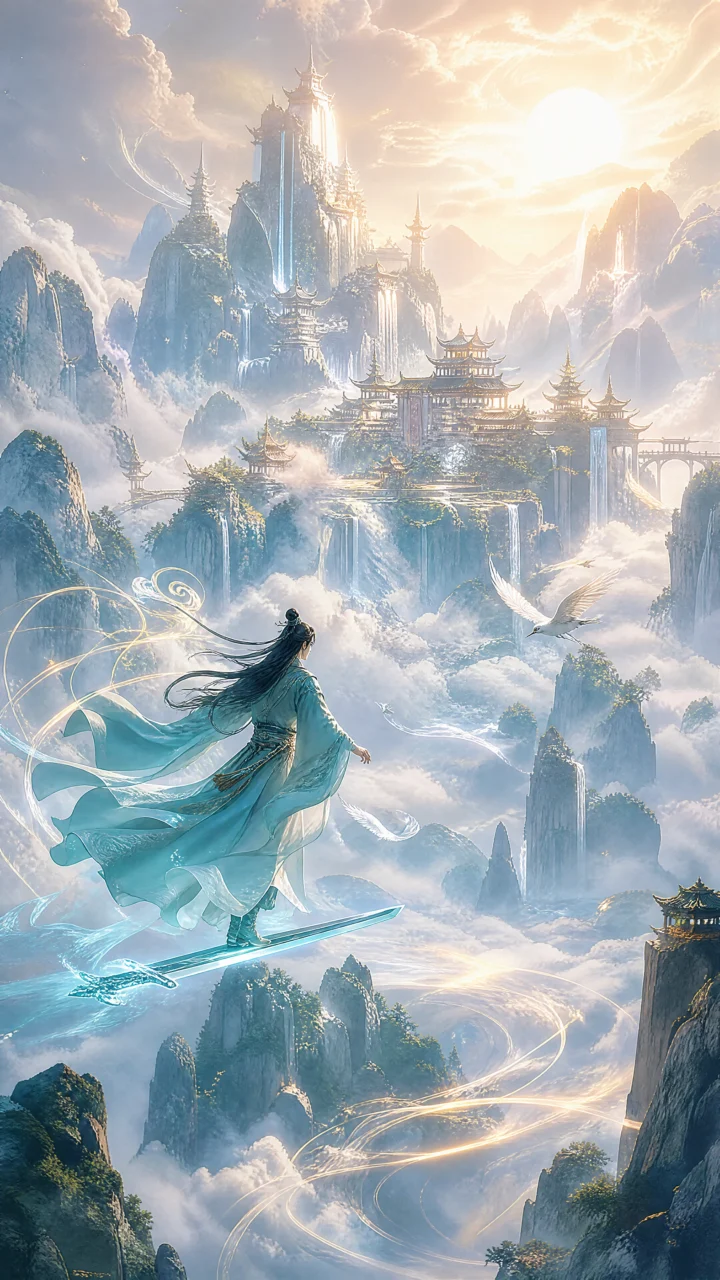 云海御剑仙侠风手机壁纸
