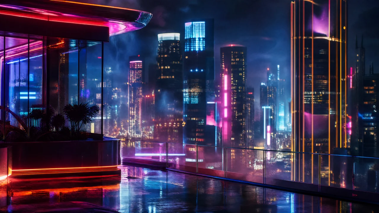 炫彩灯牌霓虹夜景桌面壁纸