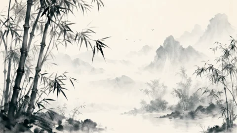 水墨竹林桌面壁纸