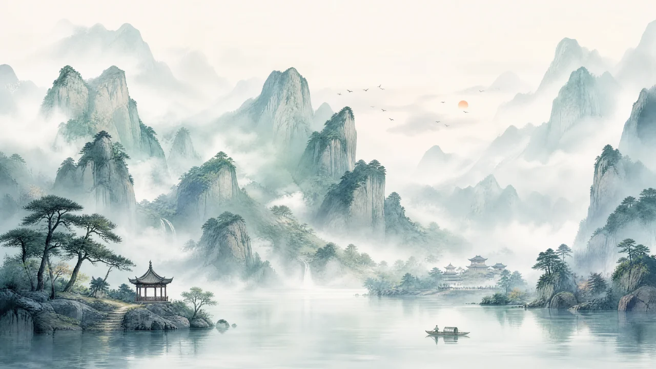 东方山水云雾桌面壁纸