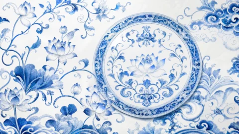 青花瓷纹典雅桌面壁纸