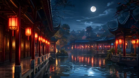 宫灯夜景桌面壁纸
