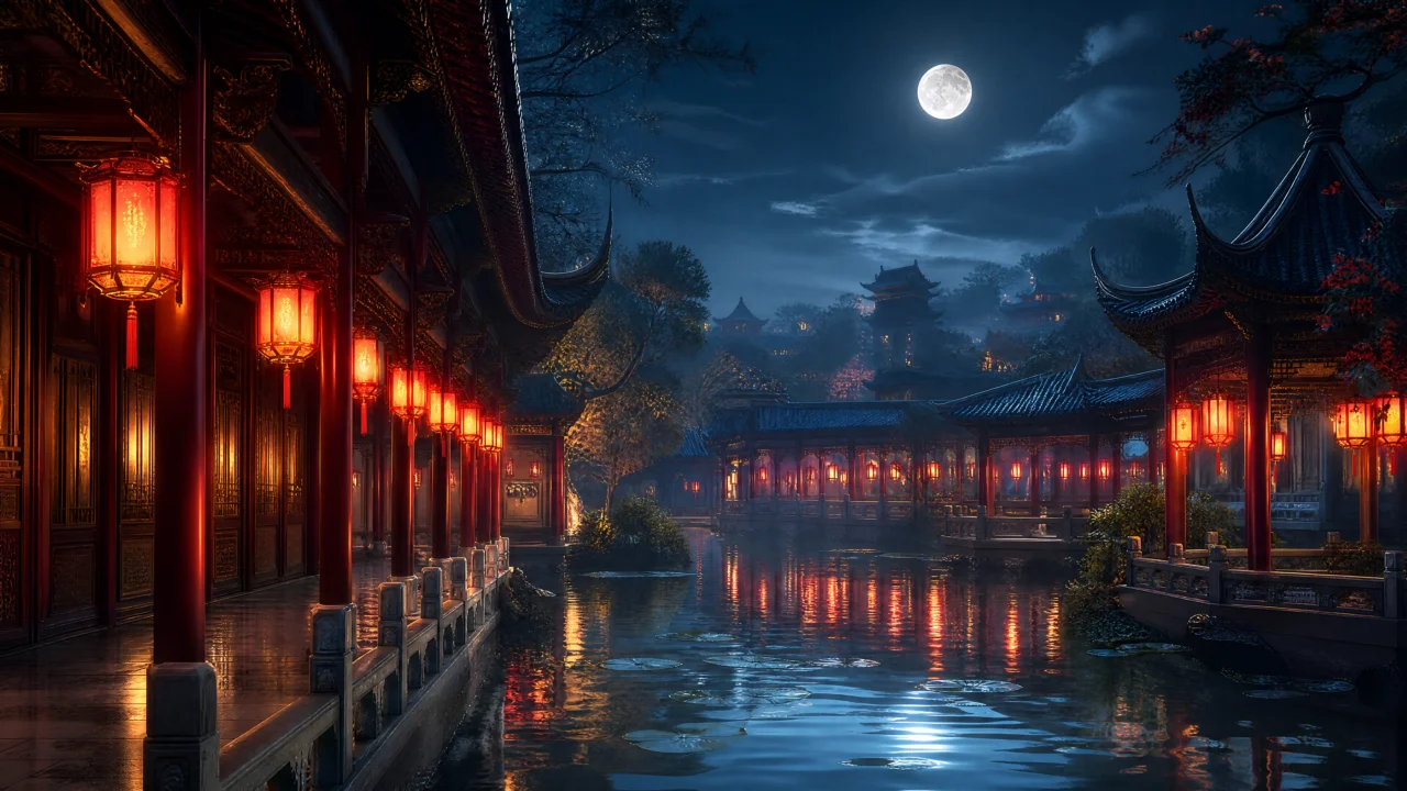 宫灯夜景桌面壁纸