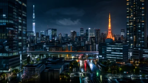 东京夜景霓虹都市桌面壁纸