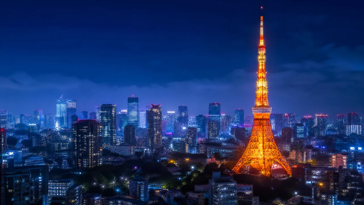 东京塔夜景都市桌面壁纸