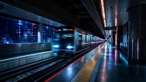 东京地铁霓虹夜景桌面壁纸