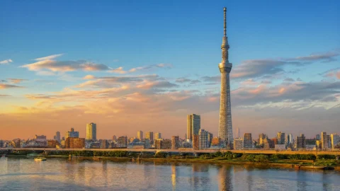 晴空塔与东京晴朗天际线桌面壁纸