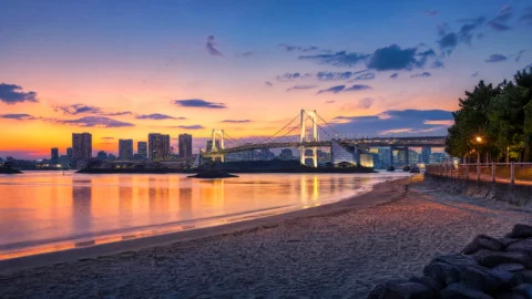 台场海滨夕景桌面壁纸