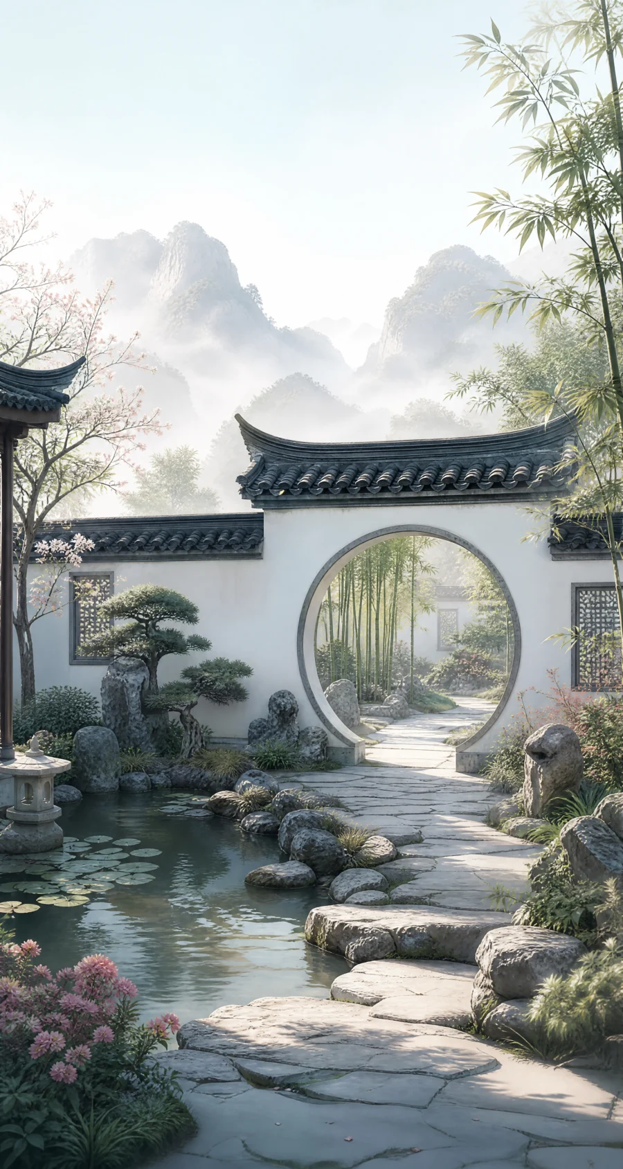 国风庭院清雅平板壁纸