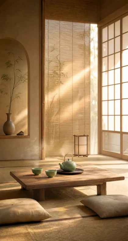 禅意茶室平板壁纸