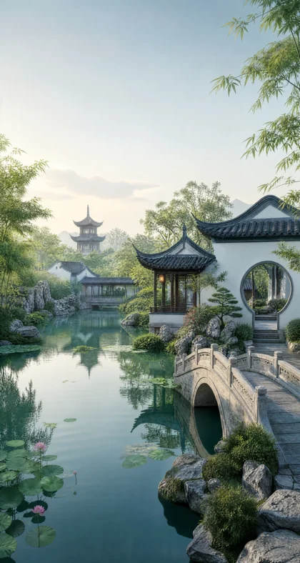 静雅中式园林平板壁纸