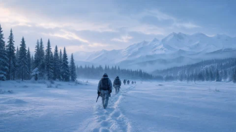 雪地巡逻桌面壁纸