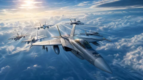 空军编队高空飞行桌面壁纸