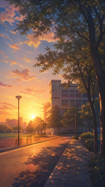 校园黄昏手机壁纸