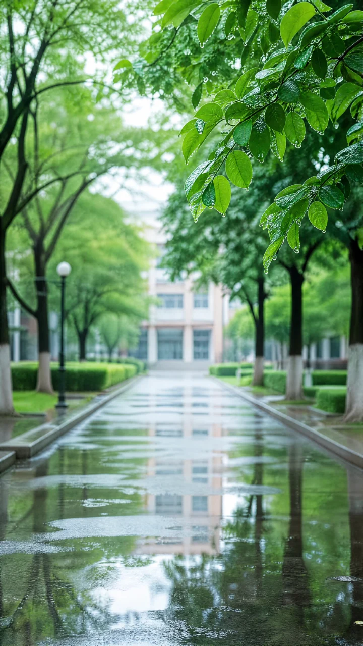 雨后校园清新手机壁纸