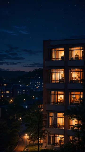 宿舍夜景手机壁纸