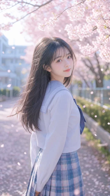 樱花校园JK少女手机壁纸