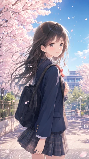 樱花校园漫画少女手机壁纸