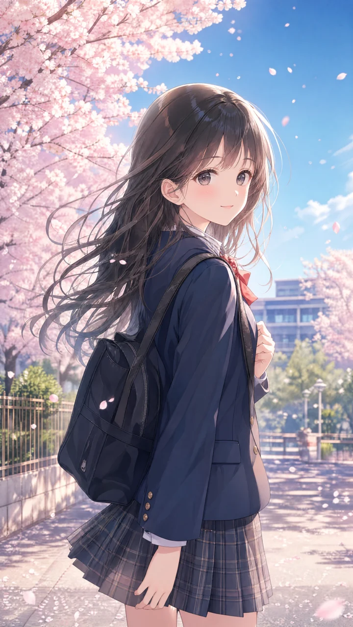 樱花校园漫画少女手机壁纸