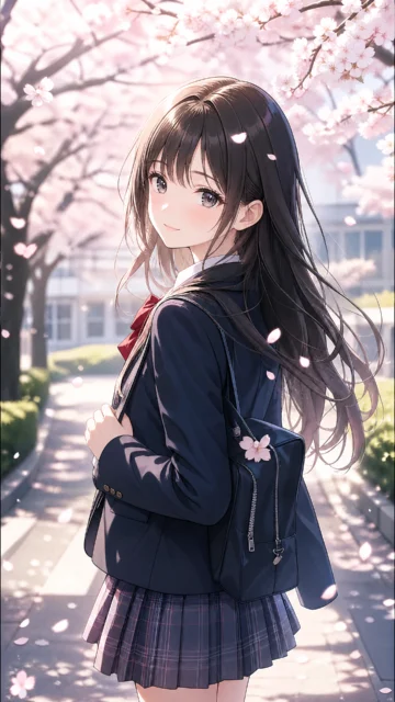 清新JK漫画少女手机壁纸