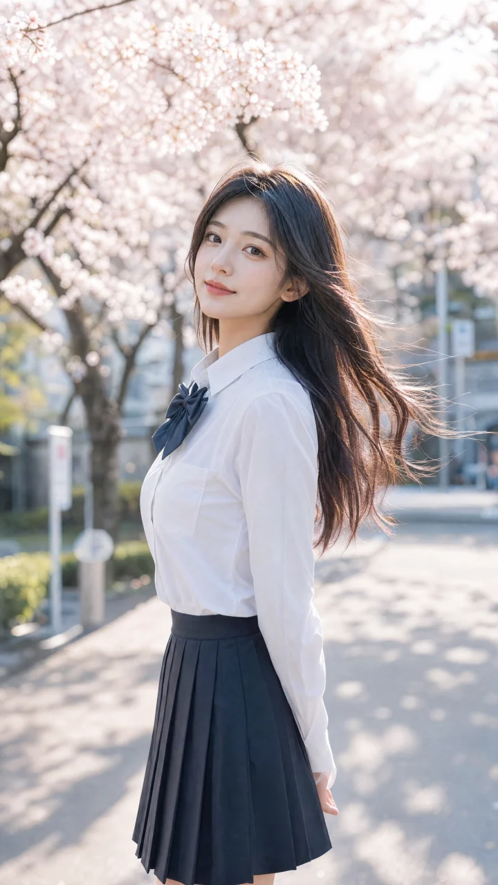 清新学院风JK美女手机壁纸