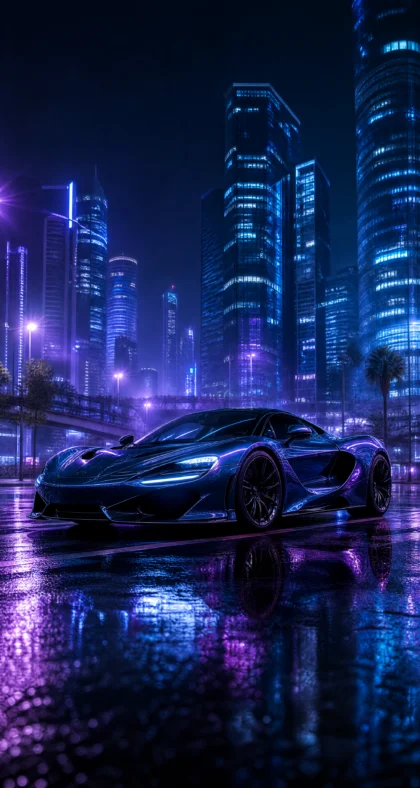 霓虹都市跑车平板壁纸