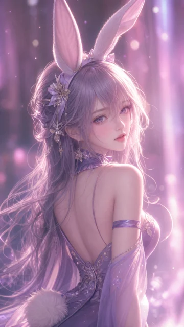 梦幻霓虹兔女郎手机壁纸
