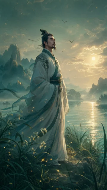屈原汨罗江畔古风手机壁纸