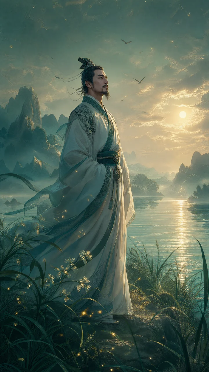 屈原汨罗江畔古风手机壁纸
