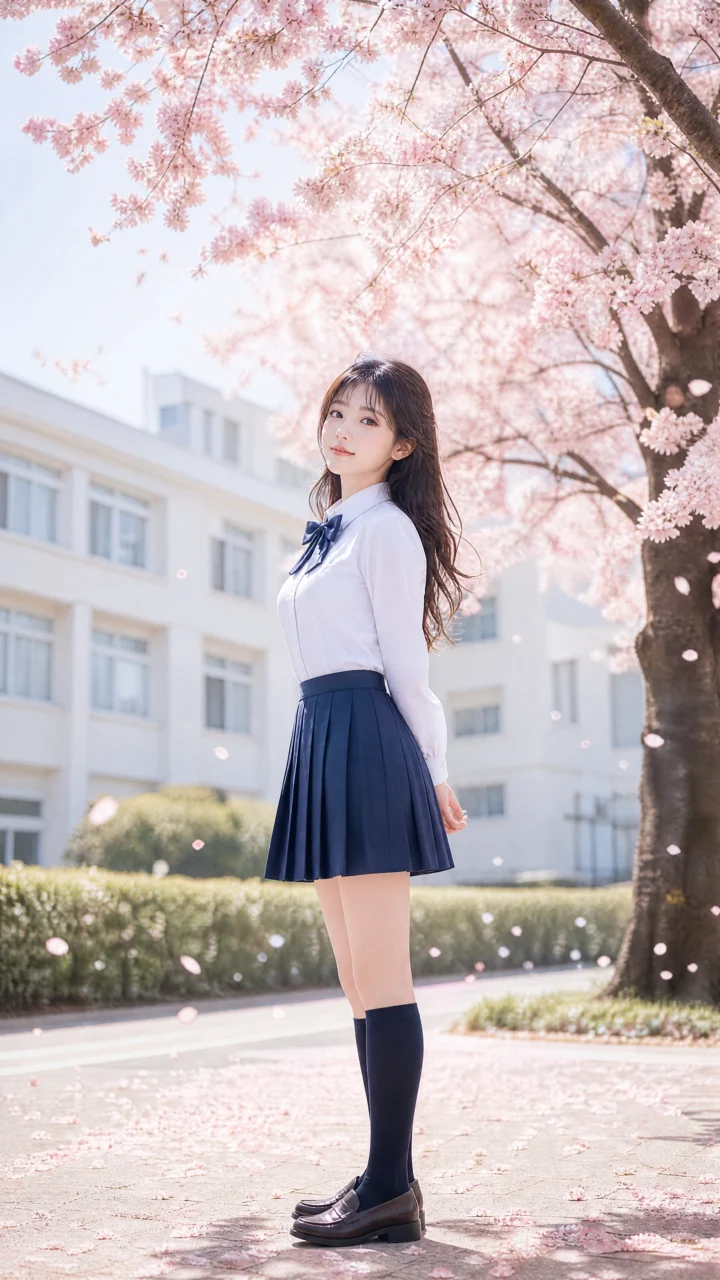 清新制服少女手机壁纸