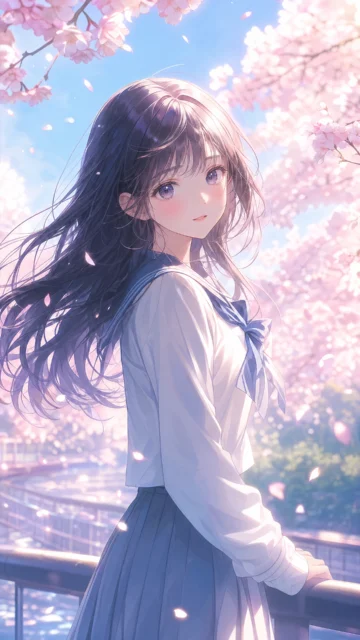 清新制服少女手机壁纸