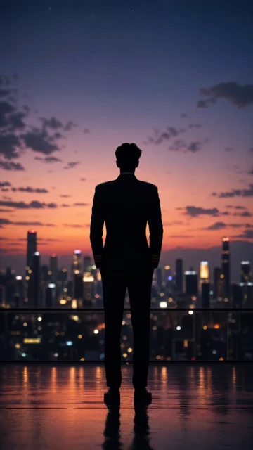 制服剪影暮色手机壁纸