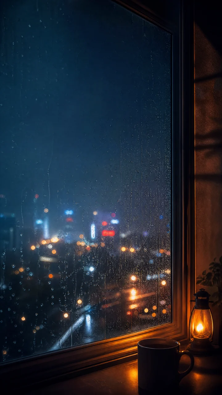 雨夜窗景手机壁纸