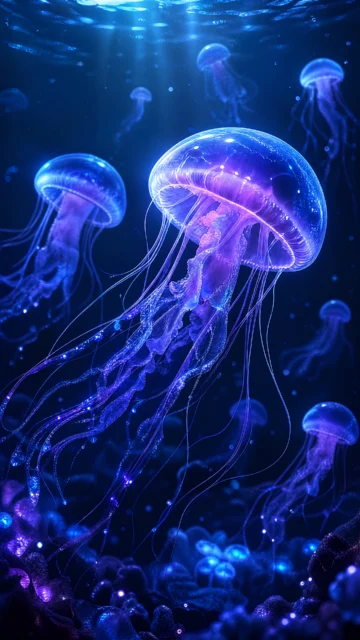 发光水母深海梦境手机壁纸