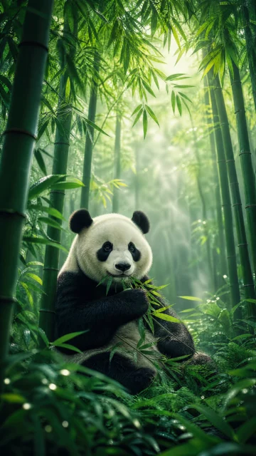 熊猫竹林手机壁纸
