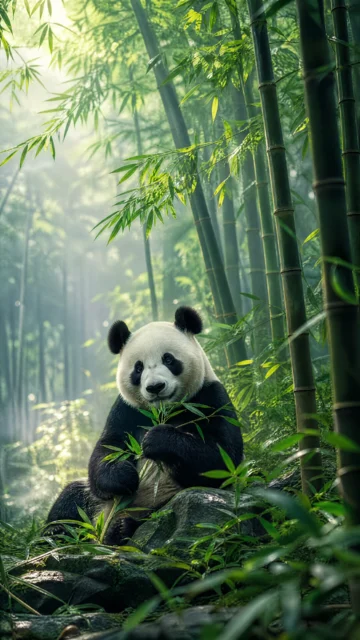 熊猫竹林清新手机壁纸