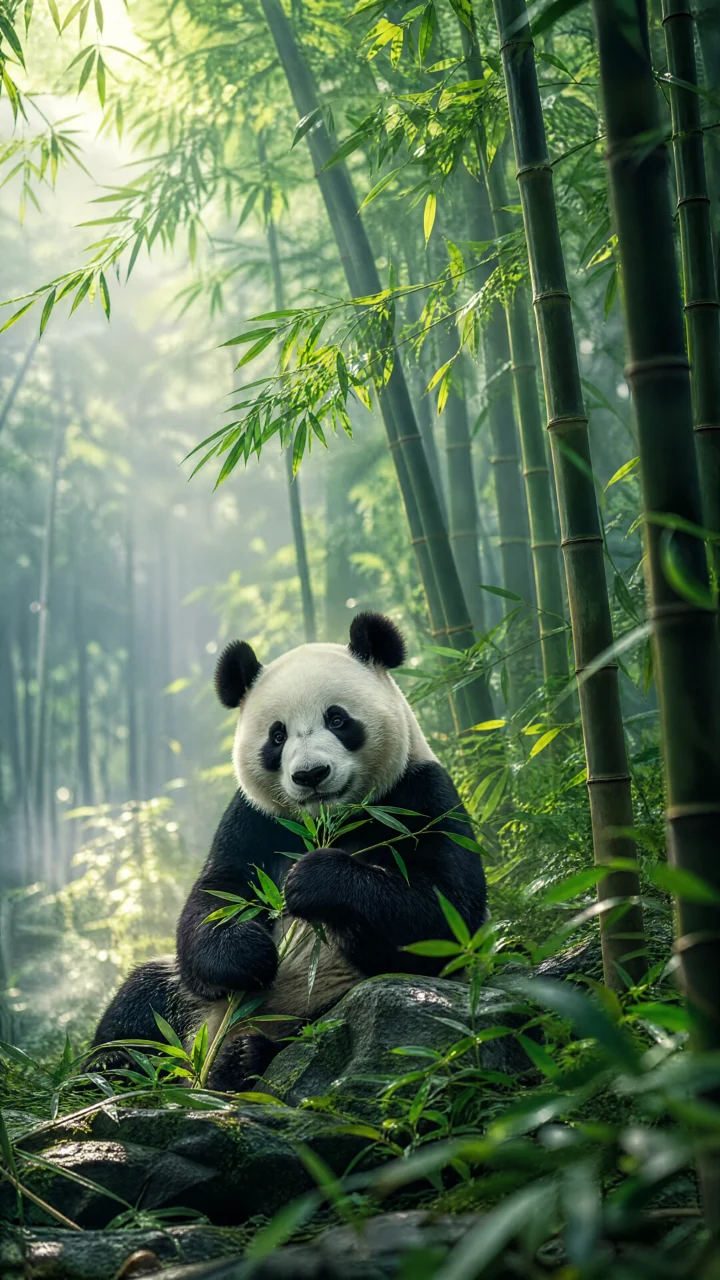 熊猫竹林清新手机壁纸