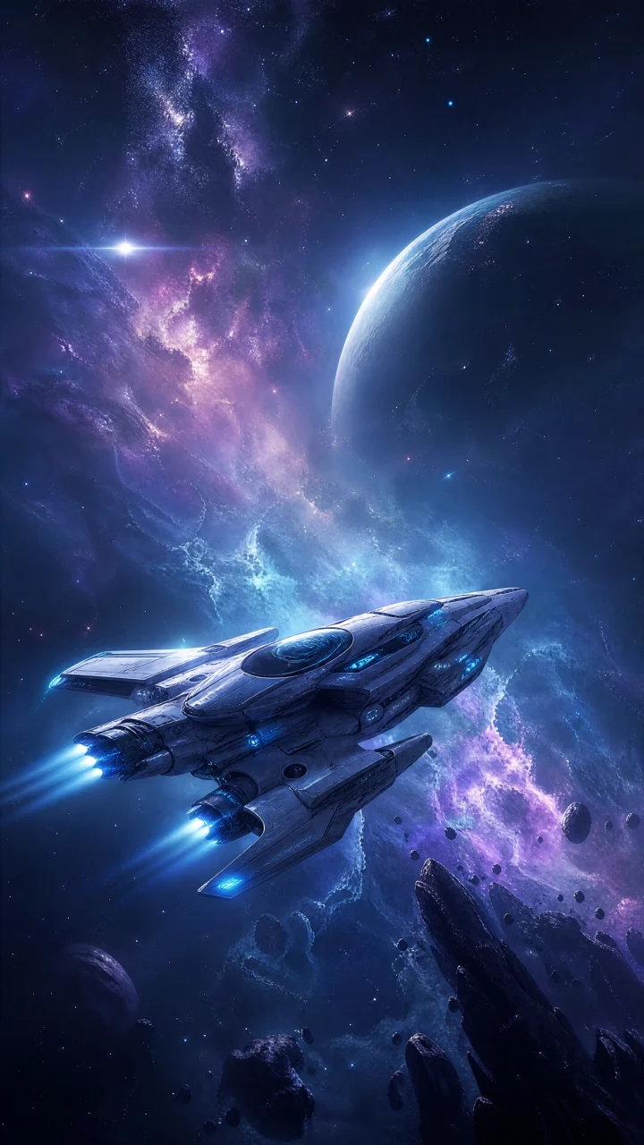 星云中的科幻飞船手机壁纸