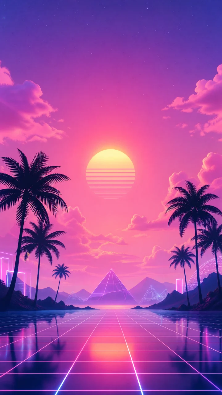 霓虹蒸汽波手机壁纸