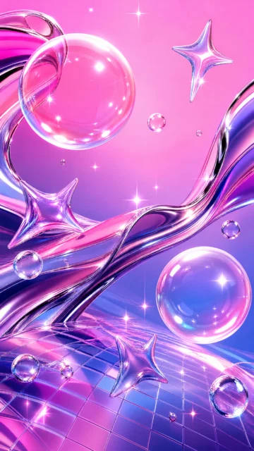 Y2K霓虹铬感手机壁纸